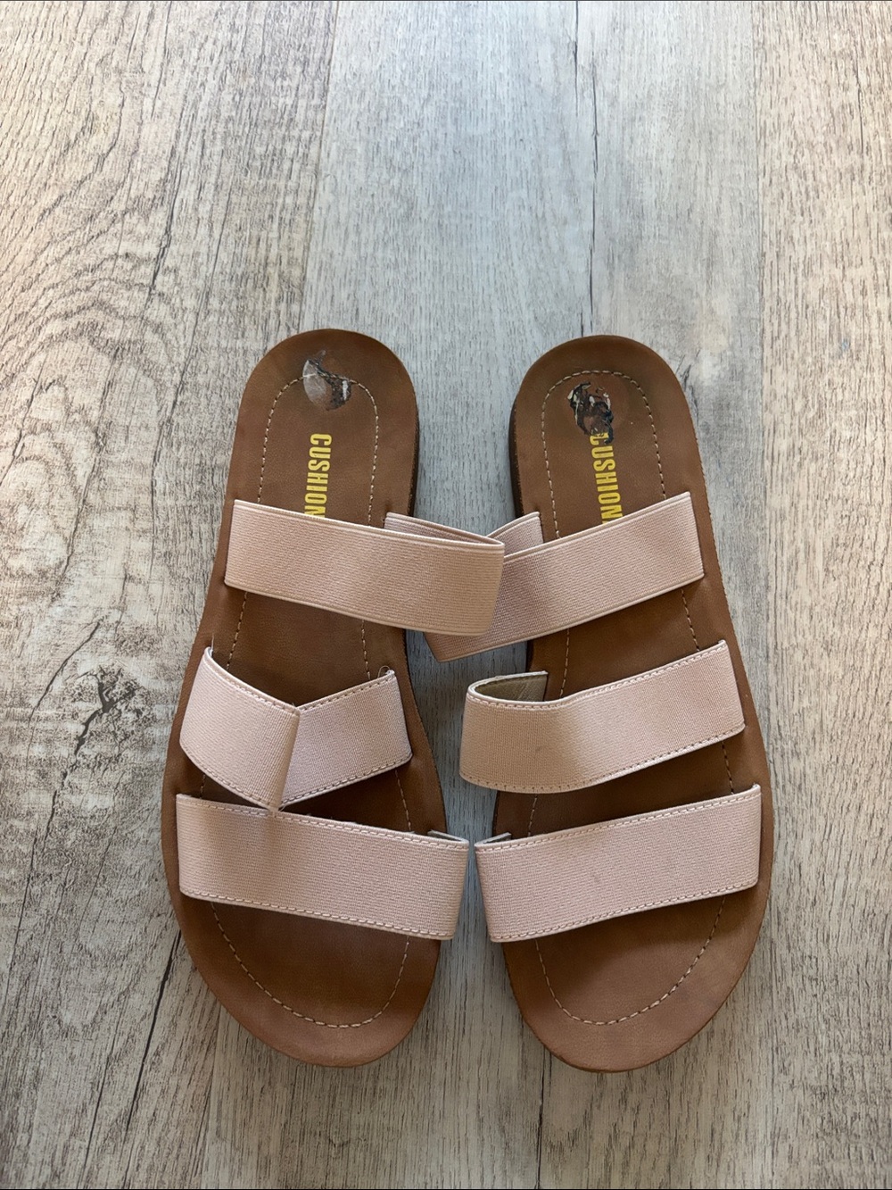 Cushionaire Women’s Triple-Strap Slide Sandals in Light Pink